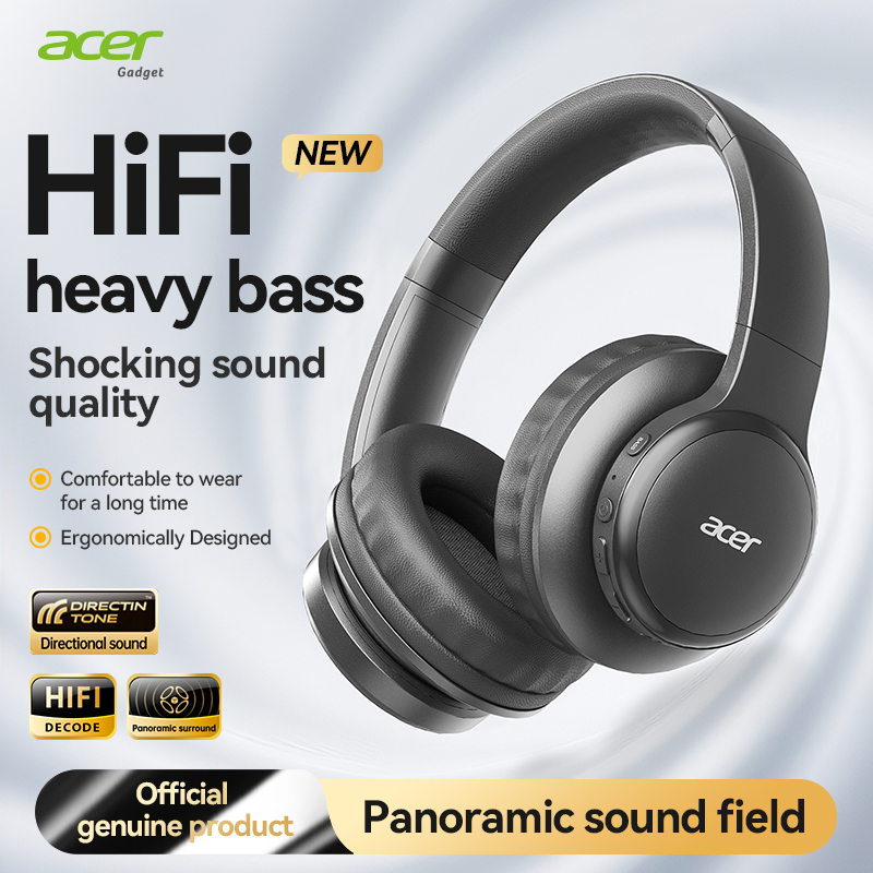 Anc Wireless Over Ear Headphones - หูฟังบลูทูธไร้สาย Acer Ohr559 พร้อมเสียงเบสสเตอริโอคุณภาพสูง, ระบบลดเสียงรบกวนสำหรับการโทร, ฟังเพลง