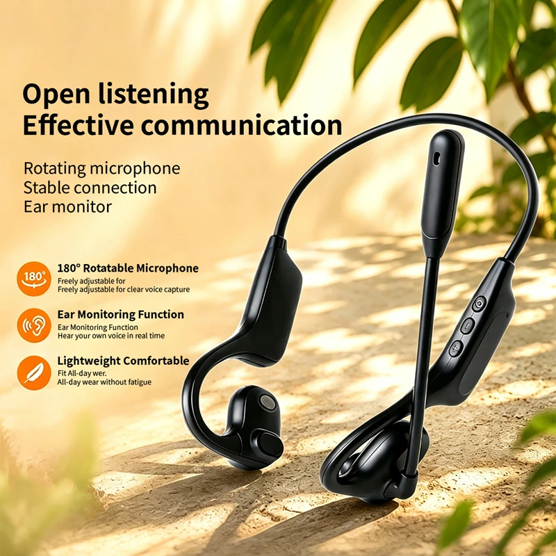 Type C Wired Earphones With Mic - หูฟังไร้สายแบบเปิดหู ไมโครโฟนหมุนได้ ระบบส่งเสียงกลับแบบเรียลไทม์ รองรับการ์ด TF เล่นได้นาน