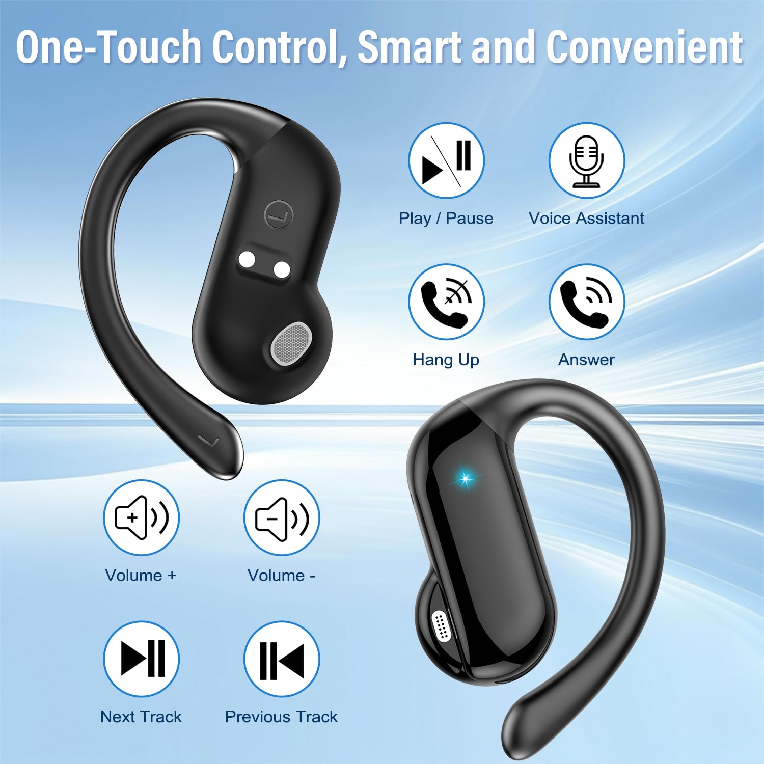 Type C Wired Earphones With Mic - 2026 หูฟังแบบเปิดหูบลูทูธ 5.4 หูฟังไร้สาย 6.4 กรัม