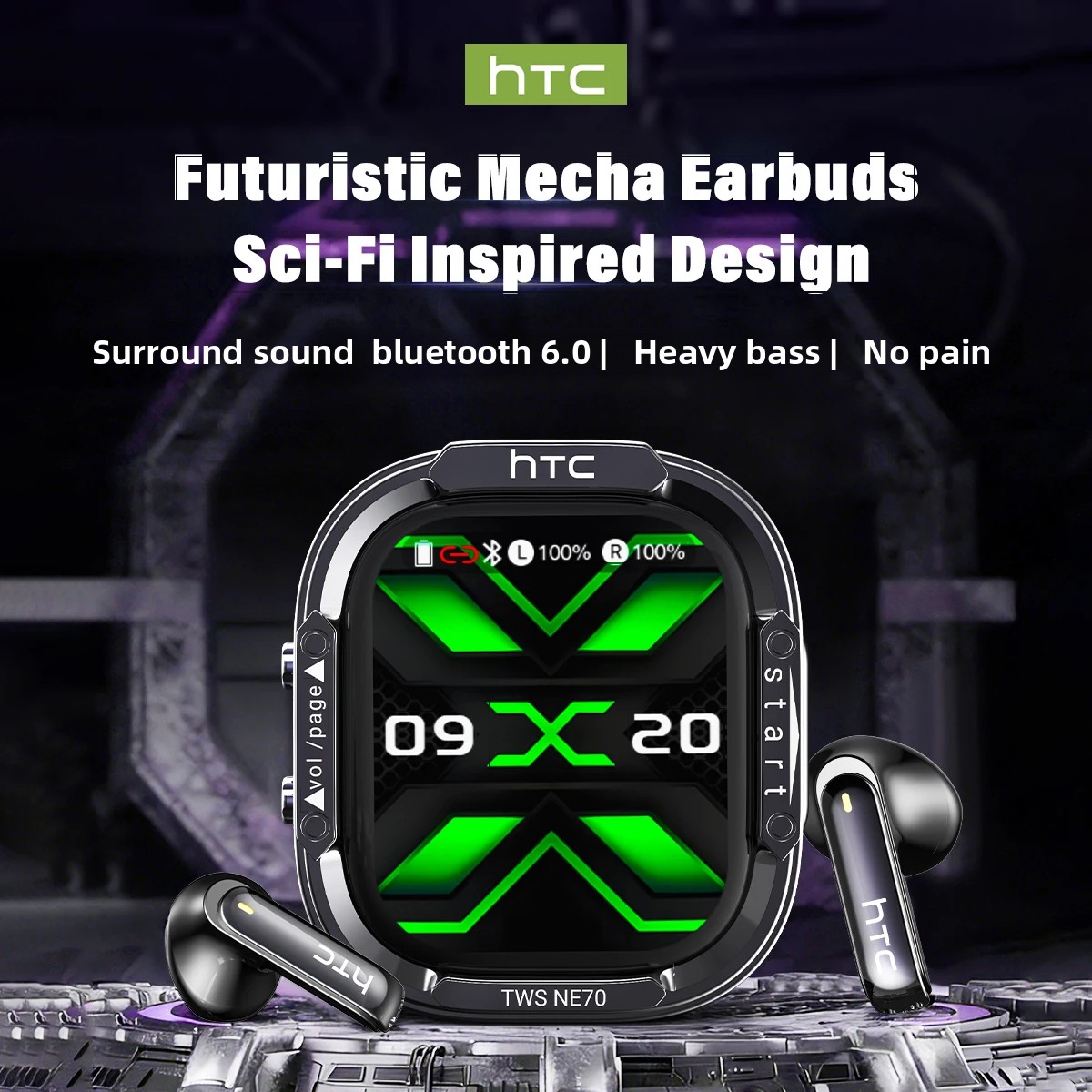 HTC NE70 หูฟังบลูทูธ V6.0 หูฟั - Type C Wired Earphones With Mic บทวิจารณ์และราคา